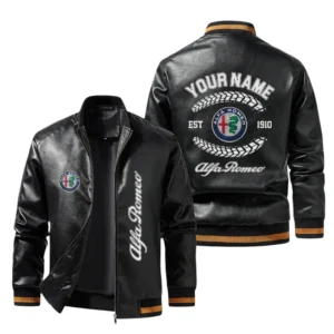 Vintage Alfa Romeo Exclusive Logo Jacket Est 1910, Classic Ribbed Collar and Striped Cuffs, Custom Name HIDI220225Y12LJ93ALR
