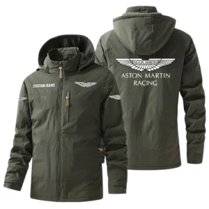 Aston Martin Racing Windbreaker Jacket Hooded, Warm Lining Waterproof Outdoor Running Jacket For Men, Custom Name HIHI280225Y17WO88AMR