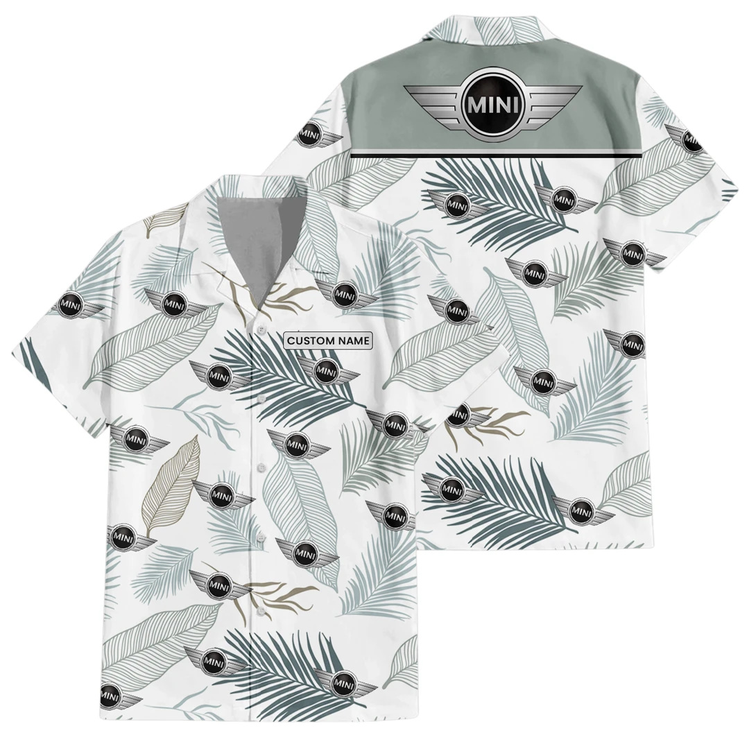 Mini Cars Exclusive Logo Button Up Hawaiian Shirt Tropical Leaves Seamless Pattern All-over Print, Custom Name HIHI180225Y7HWLS1MIN