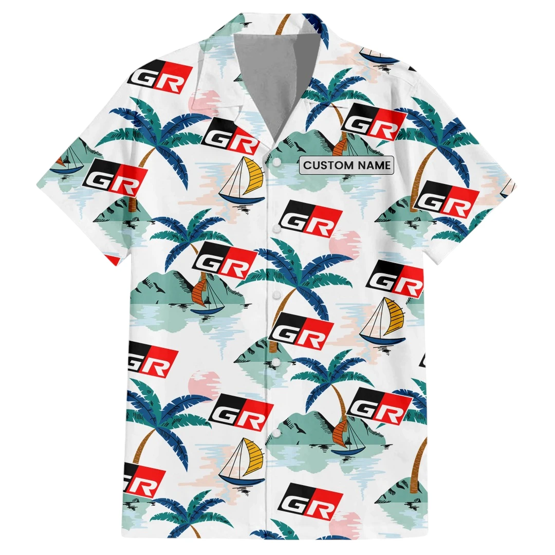 Toyota Gazoo Racing Exclusive Logo Button Up Hawaiian Shirt Tropical Landscape Pattern All-over Print, Custom Name HIDI200225Y7HWLS2TGR