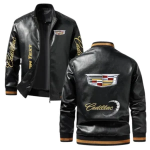 Vintage Cadillac Exclusive Logo Jacket, Classic Ribbed Collar and Striped Cuffs, Custom Name TN21032025Y12LJ93CT1CAD