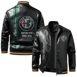 Vintage Alfa Romeo Exclusive Logo Jacket, Classic Ribbed Collar and Striped Cuffs, Custom Name TN21032025Y12LJ93CT2ALR