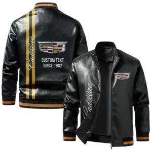 Vintage Cadillac Exclusive Logo Jacket, Classic Ribbed Collar and Striped Cuffs, Custom Name TN21032025Y12LJ93CT2CAD
