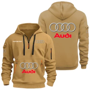 Audi Half Zip Hoodie, Sport Hooded Multi-Pocket, Custom Name HIDI030325Y25QZ2HAUD