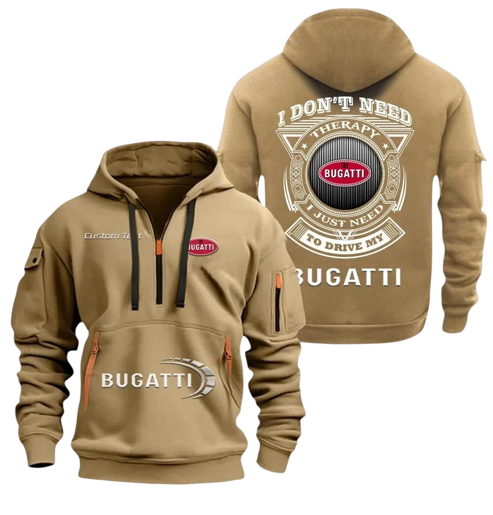 Bugatti Half Zip Hoodie, Sports Hooded Multi-Pockets, Custom Name TN260325Y25QZ2HRCT2BUG Bugatti Half Zip Hoodie, Sports Hooded Multi-Pockets, Custom Name TN260325Y25QZ2HRCT2BUG