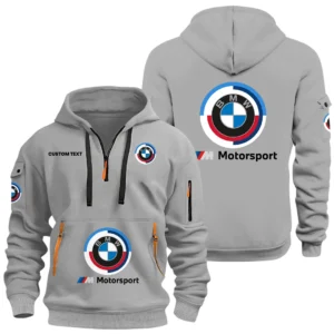 BMW M Motorsport Half Zip Hoodie, Sports Hooded Multi-Pockets, Custom Name HIDI060325Y25QZ2HBMM
