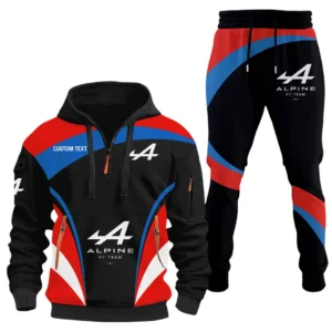 Alpine F1 Team Half Zip Hoodie x Long Pants Set All-over Print, Custom Name HIDI100325Y26QZ3HAF1