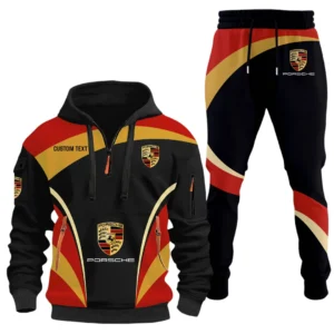 Porsche Half Zip Hoodie x Long Pants Set All-over Print, Custom Name HIDI140325Y26QZ3HPOR