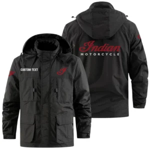 Indian Motorcycle Exclusive Logo Windbreaker Jacket Hooded Detachable, Outdoor Jacket Multi Pocket, Custom Name HIDI190325Y26WMPINM