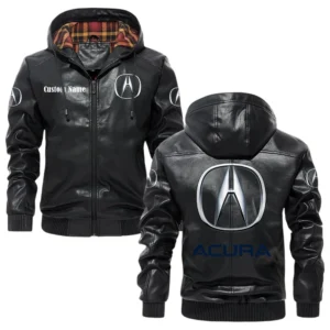 Acura Exclusive Logo Hooded Jacket PU Leather x Durable Windproof Warm Soft Checkered Lining, Custom Name HG280325Y47JHLCT1ACU