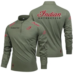Indian Motorcycle Limited 2025 Long Sleeve Shirt, Stand Collar Quarter Zip-up Custom Name HIDI270325Y49LMT05INM