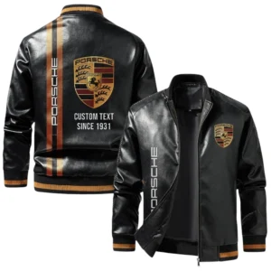 Vintage Porsche Exclusive Logo Jacket, Classic Ribbed Collar and Striped Cuffs, Custom Name TN01042025Y12LJ93CT1POR