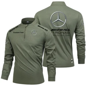 Mercedes-AMG Petronas Racing Long Sleeve Shirt, Stand Collar Quarter Zip-up Custom Name HIDI040425Y49LMT05MAP