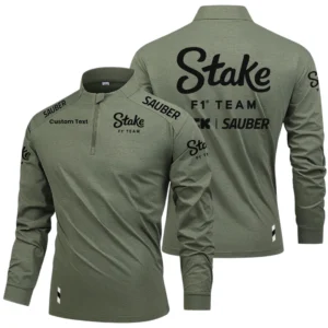 Sauber Motorsport Racing Long Sleeve Shirt, Stand Collar Quarter Zip-up Custom Name HIDI040425Y49LMT05SAM