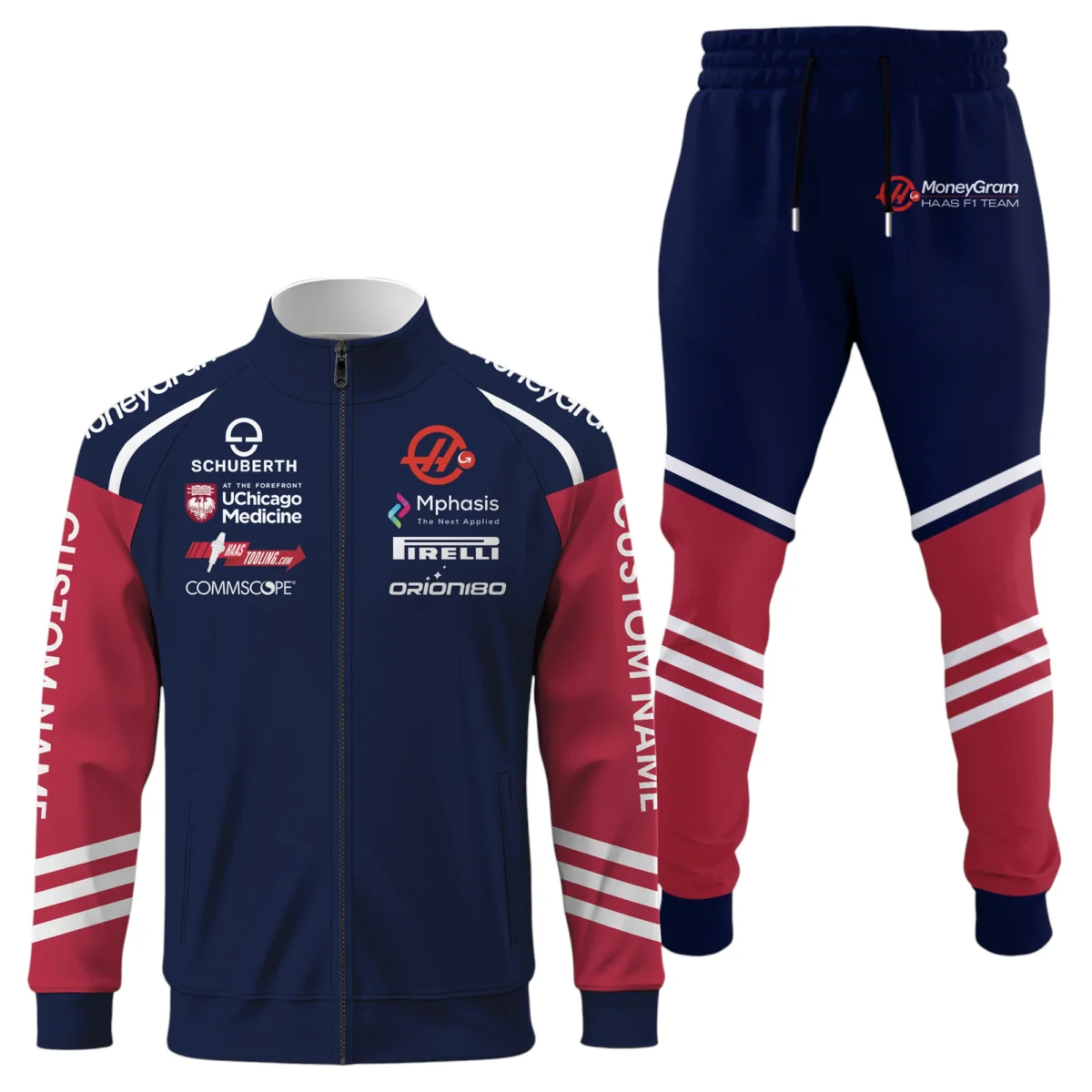 MoneyGram Haas F1 Team Racing Long Sleeve Shirt Full Zip x Long Pants Set All Over Print, Sports Style Custom Name HIDI020425Y53S16JKMGH
