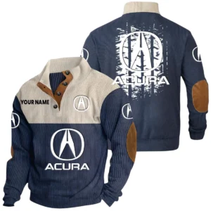 Acura Exclusive Logo Print Corduroy Sweatshirt Stand Collar Custom Name HIHI300625Y32RCSACU