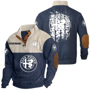 Alfa Romeo Exclusive Logo Print Corduroy Sweatshirt Stand Collar Custom Name HIHI300625Y32RCSALR