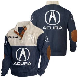 Acura Exclusive Logo Print Corduroy Sweatshirt Stand Collar Custom Name HIDI240625Y32RCSACU