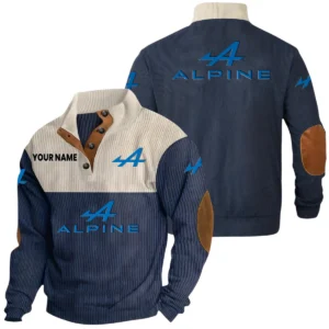 Alpine Exclusive Logo Print Corduroy Sweatshirt Stand Collar Custom Name HIDI240625Y32RCSALP