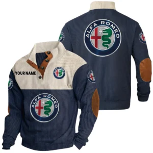 Alfa Romeo Exclusive Logo Print Corduroy Sweatshirt Stand Collar Custom Name HIDI240625Y32RCSALR