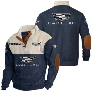 Cadillac Exclusive Logo Print Corduroy Sweatshirt Stand Collar Custom Text HIDI240625Y32RCSCAD