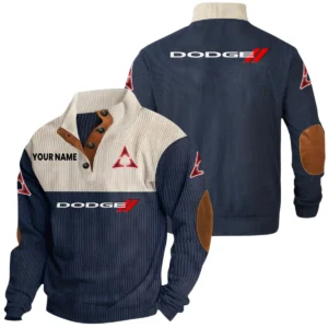 Dodge Exclusive Logo Print Corduroy Sweatshirt Stand Collar Custom Name HIDI240625Y32RCSDOD