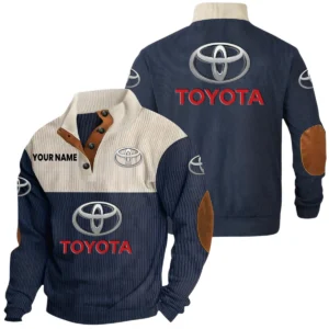 Toyota Exclusive Logo Print Corduroy Sweatshirt Stand Collar Custom Name HIDI250625Y32RCSTOY