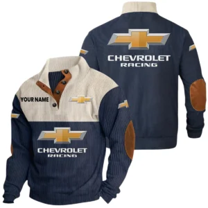 Chevrolet Motorsports Exclusive Logo Print Corduroy Sweatshirt Stand Collar Custom Name HIDI260625Y32RCSCHM