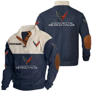 Corvette Racing Exclusive Logo Print Corduroy Sweatshirt Stand Collar Custom Name HIDI260625Y32RCSCOV