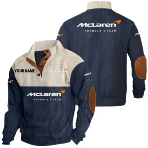 McLaren Racing Exclusive Logo Print Corduroy Sweatshirt Stand Collar Custom Name HIDI260625Y32RCSMRL