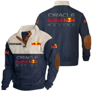 Oracle Red Bull Racing Exclusive Logo Print Corduroy Sweatshirt Stand Collar Custom Name HIDI260625Y32RCSORR
