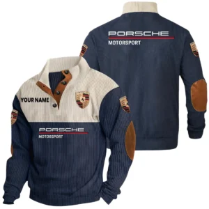 Porsche Motorsport Racing Exclusive Logo Print Corduroy Sweatshirt Stand Collar Custom Name HIDI260625Y32RCSPOM