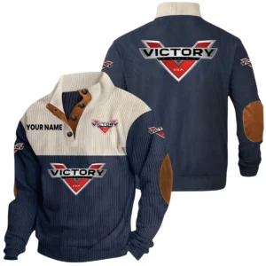 Victory Motorcycles Exclusive Logo Print Corduroy Sweatshirt Stand Collar Custom Name HIDI270625Y32RCSVIM