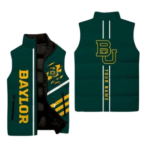 Baylor Bears Sleeveless Puffer Jacket Plus Size, Stand Collar Custom Name TN110625Y59SPJCT1NCBAY