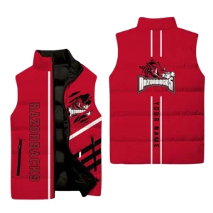 Arkansas Razorbacks Sleeveless Puffer Jacket Plus Size, Stand Collar Custom Name TN110625Y59SPJCT1NCARK