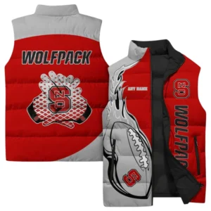 NC State Wolfpack Sleeveless Puffer Jacket Plus Size, Stand Collar Custom Name & Number TN110625Y59SPJCT1NCNCSU