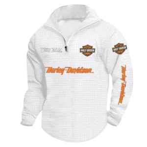 Harley Davidson Quarter Zip Sweatshirt, Stand Collar Custom Name TN090625Y58HCS2DCT1HDM