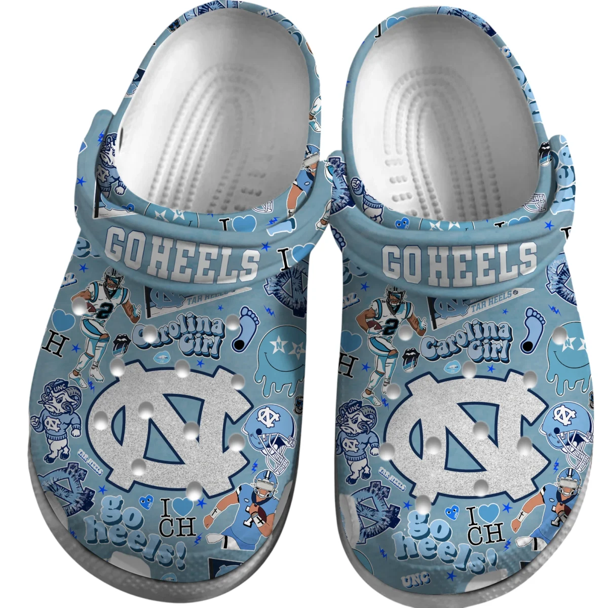 North Carolina Tar Heels Crocs Clogs All Over Print Custom Name TN200625Y60CROCSCT3NCUNC
