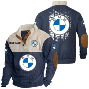 BMW Exclusive Logo Print Corduroy Sweatshirt Stand Collar Custom Name HIHI010725Y32RCSBMW