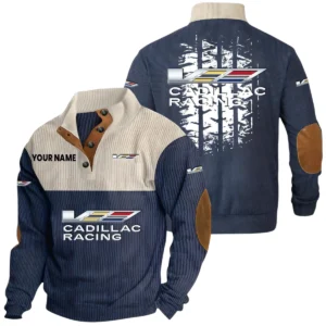 Cadillac Racing Exclusive Logo Print Corduroy Sweatshirt Stand Collar Custom Name HIHI010725Y32RCSCAR