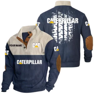 Caterpillar Exclusive Logo Print Corduroy Sweatshirt Stand Collar Custom Name HIHI010725Y32RCSCAT