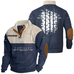 Chrysler Exclusive Logo Print Corduroy Sweatshirt Stand Collar Custom Name HIHI010725Y32RCSCHR