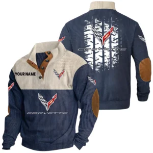 Corvette Exclusive Logo Print Corduroy Sweatshirt Stand Collar Custom Name HIHI010725Y32RCSCOR