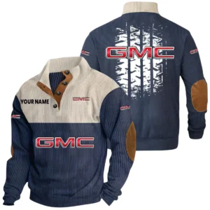 GMC Car Exclusive Logo Print Corduroy Sweatshirt Stand Collar Custom Name HIHI010725Y32RCSGMC