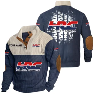 HRC Honda Racing Exclusive Logo Print Corduroy Sweatshirt Stand Collar Custom Name HIHI010725Y32RCSHRC