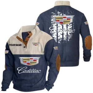Cadillac Exclusive Logo Print Corduroy Sweatshirt Stand Collar Custom Name HIHI020725Y32RCSCAD