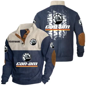 Can Am BRP Exclusive Logo Print Corduroy Sweatshirt Stand Collar Custom Name HIHI020725Y32RCSCAE