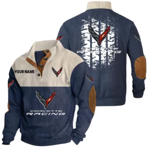 Corvette Racing Exclusive Logo Print Corduroy Sweatshirt Stand Collar Custom Name HIHI020725Y32RCSCOV
