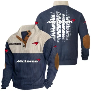 McLaren Exclusive Logo Print Corduroy Sweatshirt Stand Collar Custom Name HIHI020725Y32RCSMCL