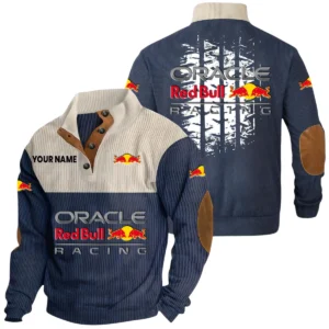 Oracle Red Bull Racing Exclusive Logo Print Corduroy Sweatshirt Stand Collar Custom Name HIHI040725Y32RCSORR
